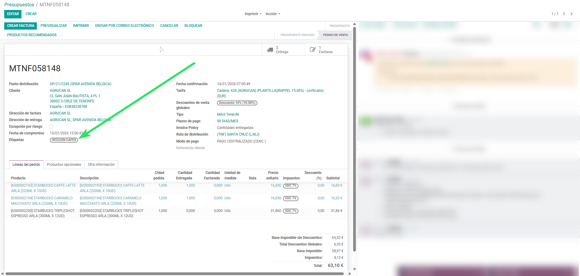 Imagen de asignación de etiqueta SECCIÓN CAFÉS